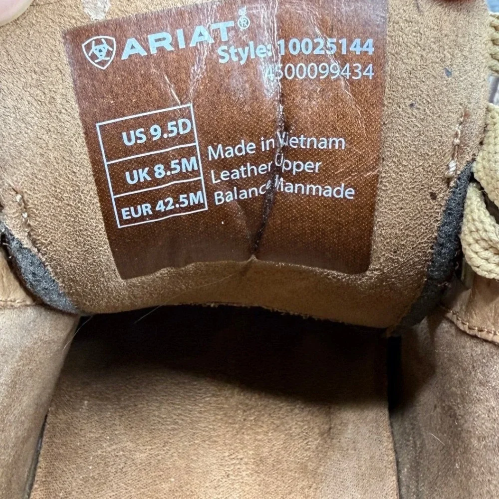 Ariat Men's 9.5D Brown Leather Chukka Moc Toe Lace Up Boots Work Style 10025144